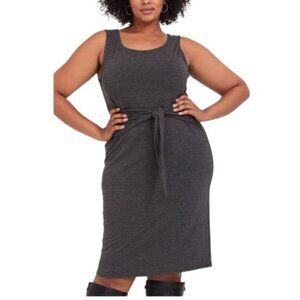 Torrid Womens Charcoal Grey Jersey Tie Front Shift Dress Size 4X Sleeveless